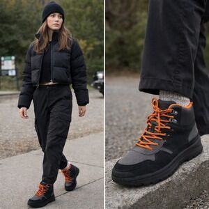 UGG Women's Black Grey Orange Lace Up Winter Hiking Boots Sz 11 Gorpcore Granola